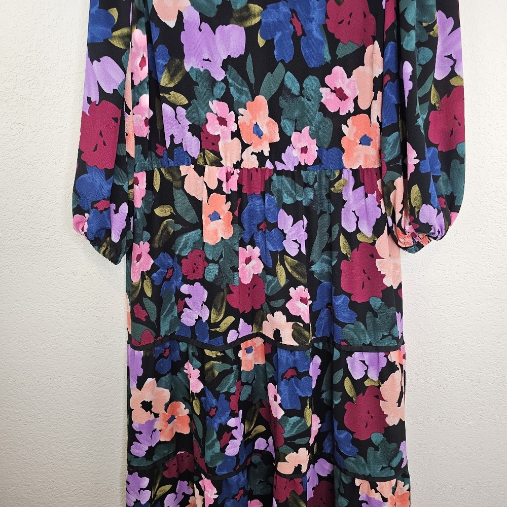 Clover And Sloane Floral Tiered Ruffle Maxi Dress 18W - Picture 3 of 10